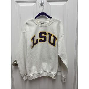 LSU White Sweatshirt Terry Louisiana State Collegiate -‎ Size Medium